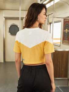 Oneten <b>Womens</b> Solid Crop Top Short Sleeve Crew Neck Tee Casual Summer Breathable <b>Loose</b> Fit Cotton T <b>Shirt</b> - Product Image 2