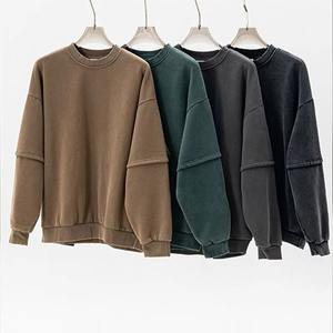 Sudadera Oversize con Cuello Redondo y Lavado Ácido para Hombre, Algodón Desgastado Personalizado, Felpa Francesa de Alto Gramaje, Ecológica, Estilo Urbano Casual - Product Image 6