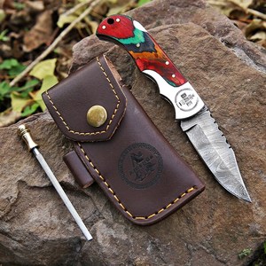 Cuchillo de Bolsillo Plegable Clásico UA Supplies, Hecho a Mano en Damasco, con Bloqueo de Seguridad, para Caza y Uso Industrial, Garantía de 1 Año, 6.5 Pulgadas, Personalizado - Product Image 3