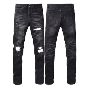 Nouveau design, vêtements d'été et de printemps Y2K, streetwear, jeans vintage avec patchs, jeans en denim personnalisés pour hommes, pantalons empilés pour hommes, jeans déchirés - Product Image 5