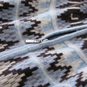 Cardigan en tricot bleu clair pour femme, fermeture éclair sur le devant, manches longues, pull décontracté d'hiver, col rond, motif géométrique, collection 2026 - Product Image 4