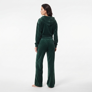 Conjunto Deportivo de Terciopelo Personalizado para Mujer, Sudadera Corta con Cierre y Hombros Caídos, Pantalones Jogger de Pierna Ancha, Ropa Casual - Product Image 2