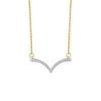 Collier pendentif élégant en or jaune 14 carats avec pavé de diamants en forme de V, bijoux fins et délicats, chaîne minimaliste pour femmes
