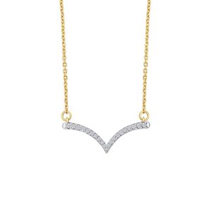 Elegante Collar con Colgante en Forma de V con Diamantes Pavé en Oro Amarillo de 14K, Joyería Fina y Delicada, Cadena Minimalista para Mujer - Product Image 2