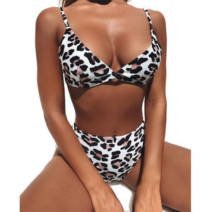 Women Dot Pattern <b>Bikini</b> <b>Set</b> Deep V Neck High Waist 2 Piece Swimwear Stretch Spandex Polyester Quick Dry - Product Image 4