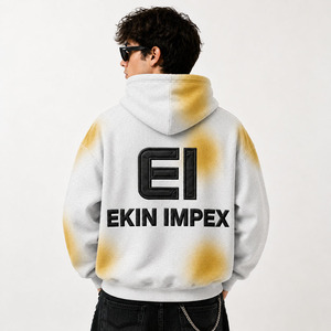 เสื้อฮู้ดดี้โอเวอร์ไซส์ผู้ชาย Ekin Impex ผ้าฝ้ายเฟรนช์เทอร์รี่ สไตล์ลำลอง สตรีทแวร์ พิมพ์ลายโลโก้ มีกระเป๋าหน้า ทรงพอดีตัวสำหรับฤดูใบไม้ร่วง - Product Image 4