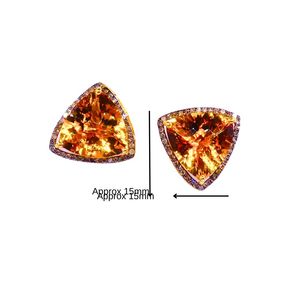 Triangle Cut Topaz <b>Stud</b> Earrings 18K Gold Filled Bezel Setting Women's Luxury Geometric Party Jewelry - Product Image 2