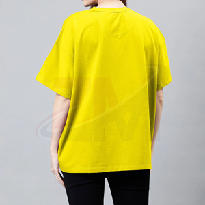 T-shirt personnalisé en gros à col rond et manches courtes, 100 % coton, coupe ample, couleur unie, respirant, tricoté, style épaules tombantes - Product Image 3