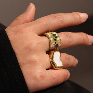 High Quality Geometric Inlay <b>Ring</b> 304 Stainless Steel with 18K Gold PVD Plated Waterproof Durable Fashion Jewelry Women <b>Rings</b> - Product Image 2