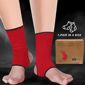 Red Polyester Cotton Breathable <b>Ankle</b> <b>Support</b> Sleeve Compression Wrap Unisex Adult Pull Sports Protective Guard for <b>Ankle</b> - Product Image 3