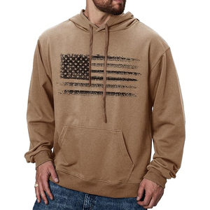 Sudadera con Capucha con Bandera Americana, Diseño Personalizado OEM, Estilo Vintage Desgastado, con Bolsillo Canguro, para Hombre y Mujer, Sudaderas Casuales - Product Image 5