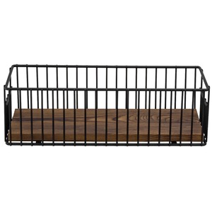 Cesta Organizadora de Madera Estilo Industrial con Marco de Alambre Metálico para Encimera de Baño, Bandeja Moderna para Exhibición de Cosméticos Estilo Rústico - Product Image 5