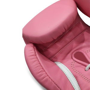 Gants de boxe à lacets en cuir véritable rose, logo et design personnalisés, style Winning, pour adultes. - Product Image 5