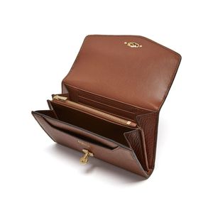 Portefeuille bifold en cuir véritable marron avec fermeture à glissière et porte-cartes - Product Image 1