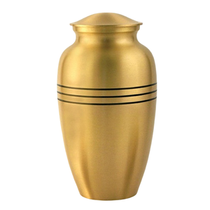 Urnas funerarias de latón de alta calidad para adultos con líneas negras y acabado en estaño para cenizas humanas. - Product Image 4