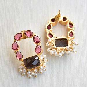 Pendientes de Latón con Piedras Preciosas al por Mayor, Joyería Auténtica con Piedras Preciosas, Latón Chapado en Rodio, Estilo Moderno, Listos para Enviar al por Mayor - Product Image 6