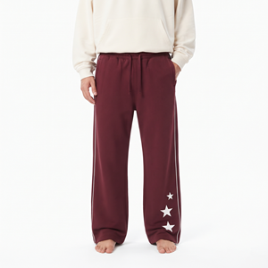High Quality Streetwear Men's Star Graphic Sweatpants Loose <b>Athletic</b> Fit Full Length Track Joggers Casual Trousers - Product Image 3