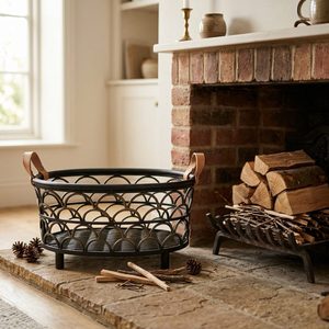 Handmade 54 cm Black Antique Brass Iron Wire Basket Scallop Oval <b>Log</b> Format for Home Decor Hotel Wedding-Kamaan - Product Image 2