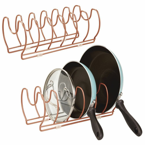 Support de rangement pour couvercles de casseroles en cuivre, en acier, pour économiser de l'espace dans la cuisine, support en métal pour casseroles et couvercles - Product Image 1