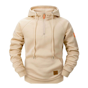 Sweat-shirt à capuche décontracté pour homme, pull à manches longues avec fermeture éclair quart de tour, poche kangourou et design de logo personnalisé - Product Image 2