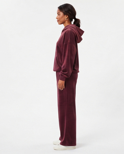 Survêtement ample en molleton pour femme, coupe décontractée, pantalon large en velours pleine longueur, 100 % coton, tenue d'hiver, survêtement à manches élastiques - Product Image 5