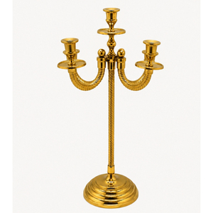 Candelabro de metal dorado de lujo con 5 brazos, centro de mesa para bodas, venta al por mayor de fábrica, portavelas metálico vintage para fiestas - Product Image 3
