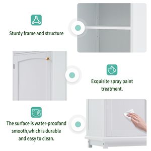 Mobiletto da Bagno Autoportante Alto 63 Pollici con Due Cassetti Regolabili, Ante in Vetro, Pannello in MDF Verniciato Bianco, Due Cassetti - Product Image 5