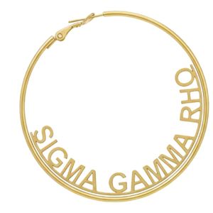 Pendientes de Aro Dorados Sigma Gamma Rho, Joyería de la Hermandad Griega, Pendientes Elegantes y Ligeros, Accesorio para Mujer - Product Image 3