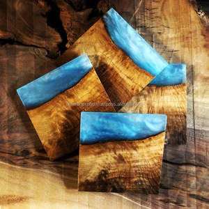 Posavasos hecho a mano de madera y resina para servir, alfombrillas y almohadillas de alta calidad para uso en el hogar, Hotel, restaurante - Product Image 1