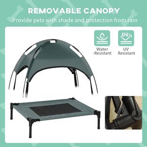 Lettino per Cani da Esterno da 24 Pollici con Tettoia Parasole Protetta dai Raggi UV, Letto Rialzato Grigio per Animali Domestici da Campeggio con Tettoia Rimovibile - Product Image 6