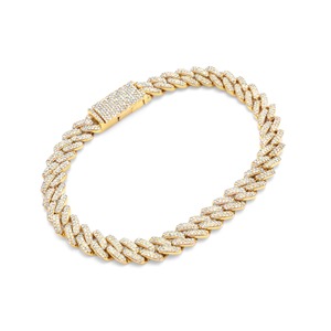 Pulsera Cubana Unisex con Diamantes de 10mm y 9 Pulgadas, Chapada en Oro de 14K, Certificada en Oro Amarillo Puro, Joyería de Lujo Estilo Hip Hop, Regalo para Fiestas - Product Image 1