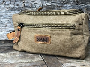Leather Canvas <b>Toiletry</b> Bag Travel Organizer Waterproof Dopp Kit Cosmetic <b>Storage</b> Large Capacity Bag LCTB-0042 - Product Image 4