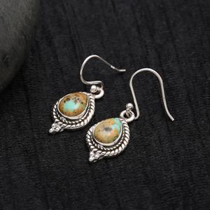 Pear Shape Arizona Turquoise Gemstone <b>Earrings</b> 925 Sterling <b>Silver</b> Handmade <b>Dangle</b> Jewelry Gift for Love Wholesale Price - Product Image 1