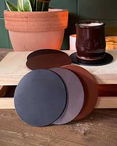 Handmade Genuine Leather Coaster Set with Holder Square Drink Mats Durable Cowhide Table Surface Protector GLC-0105 - Product Image 5