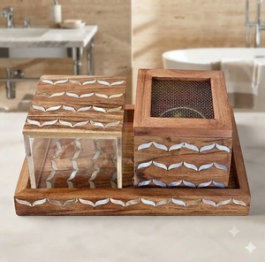 Quemador de incienso artesanal de sándalo indio con incrustaciones de nácar, bandeja de madera para incienso, difusor de aromaterapia - Product Image 2