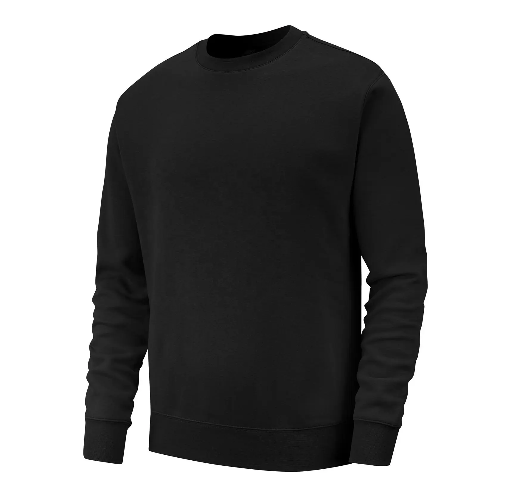 Wholesale Dark Black OEM Sweatshirt Polyester Long Sleeve Oversize Street Wear Custom Logo Blank Crew neck Men's Sweatshirts