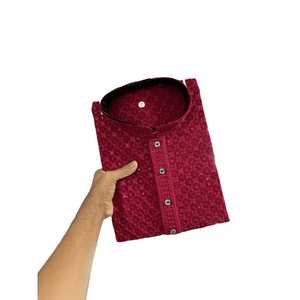 Kurta Payjama เครื่องปักผ้าคอตตอนผ้าเรยอนออกแบบโดยดีไซเนอร์ - Product Image 1