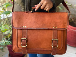 Vintage Goat Leather <b>15</b> Inch <b>Laptop</b> <b>Bag</b> Messenger <b>Bag</b> Handmade Unique Special Leather <b>Bags</b> - Product Image 2