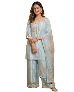 Neelkamal Simar - Conjunto Tradicional Bhandhani para Mujer, Dupatta Largo Hasta el Suelo, Corte Regular, Secado Rápido, para Fiestas, Bodas, Diwali - Product Image 1