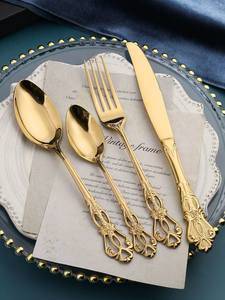Antique Style Gold Plated Cutlery <b>Set</b> Ornate Handle Flatware <b>Set</b> Premium <b>Spoon</b> <b>Fork</b> Knife <b>Set</b> - Product Image 2