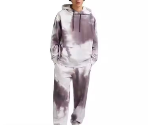 Conjunto de Sudadera con Capucha Tie Dye Unisex, Manga Larga, Corte Holgado, Chándal de Algodón, Ropa Casual de Otoño con Bolsillos Laterales - Product Image 1