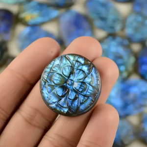Pierre précieuse de labradorite naturelle de qualité supérieure, sculptée à la main, pour incrustation de bijoux |   Pierre de cristal flash |   Fournitures d'artisanat - Product Image 1