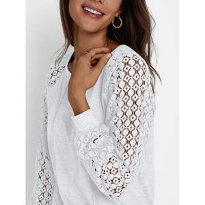 2025 Women's Long <b>Sleeve</b> Blouses Casual & Dressy Tops With Embroidered <b>Lace</b> Fall Fashion Outfits XL Size - Product Image 1