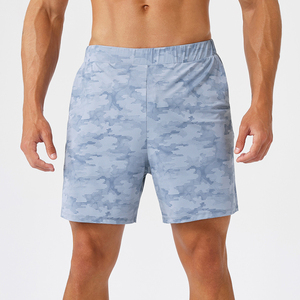 Pantalones Cortos Deportivos para Hombre, Color Azul Sólido, con Logotipo Frontal, Secado Rápido, con Bolsillos, Cintura Media, Cierre con Cordón, Estilo Casual, 100% Poliéster, Tejido de Punto - Product Image 5