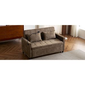 Divano Letto Estraibile da 144,5 cm con Schienale Reversibile, Tasche Laterali e Due Porte USB per Telefoni, Ideale per Spazi Ristretti - Product Image 5