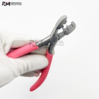 Pince à extensions capillaires professionnelle RMI en acier inoxydable avec embout argenté et poignée rose pâle – Outil micro-pinces durable
