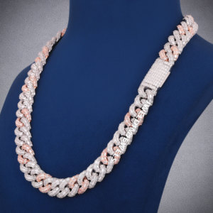 Cadena cubana bicolor hecha a medida con piedras de moissanita D VVS en plata de ley 925 estilo hip hop. - Product Image 4