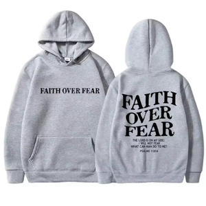Sudadera con Capucha para Hombre OEM Faith Over Fear, 100% Algodón Tejido, Corte Regular, Informal, con Bolsillo, Impresión Serigráfica, para Otoño - Product Image 3
