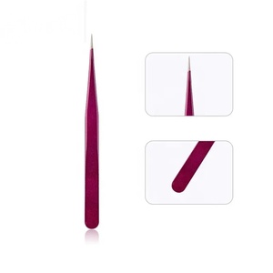 Pince à épiler de précision en acier inoxydable, pointe lisse, longueur 10 mm, pour l'application de faux cils - Product Image 1