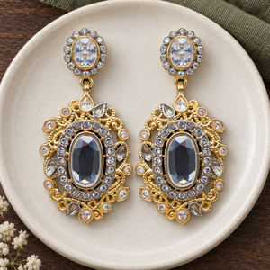 Boucles d'oreilles pendantes ovales en filigrane gris de qualité supérieure avec zircon cubique – Vente en gros - Product Image 1